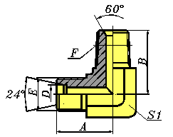 1CT9-SP90°公制外螺纹24°轻系列/英锥管外螺纹60°