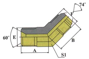 1BJ4 45°英管外螺纹/美制JIC外螺纹