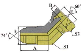 2JB4 45°美制JIC外螺纹/英锥管内螺纹